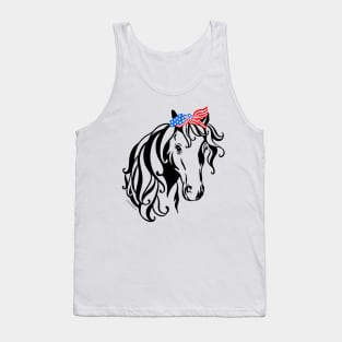 Patriotic Horse Lover Pony Bandana American Flag USA America Tank Top